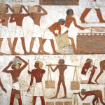 雷克米尔墓壁画中的细节，据说描绘的是埃及人与努比亚人和闪米特奴隶在一起的场景。