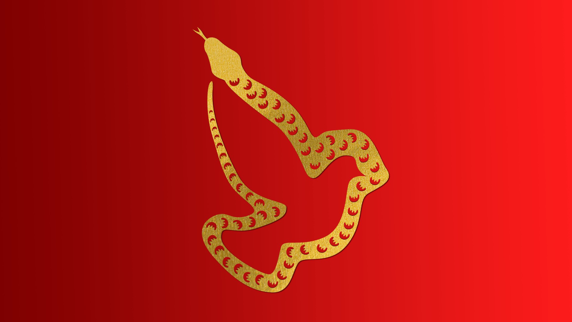 A snake making the shape of a dove