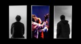 A vibrant image of people worshipping at church contrasted with black and white images of solitary people.