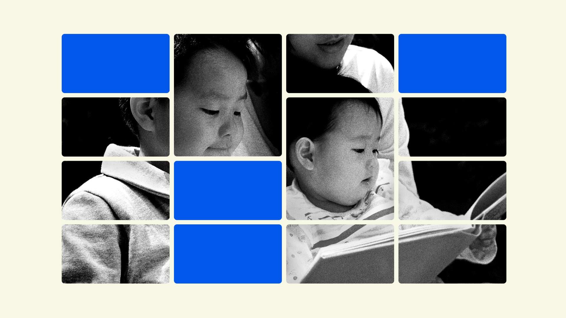 Korean family reading a book together