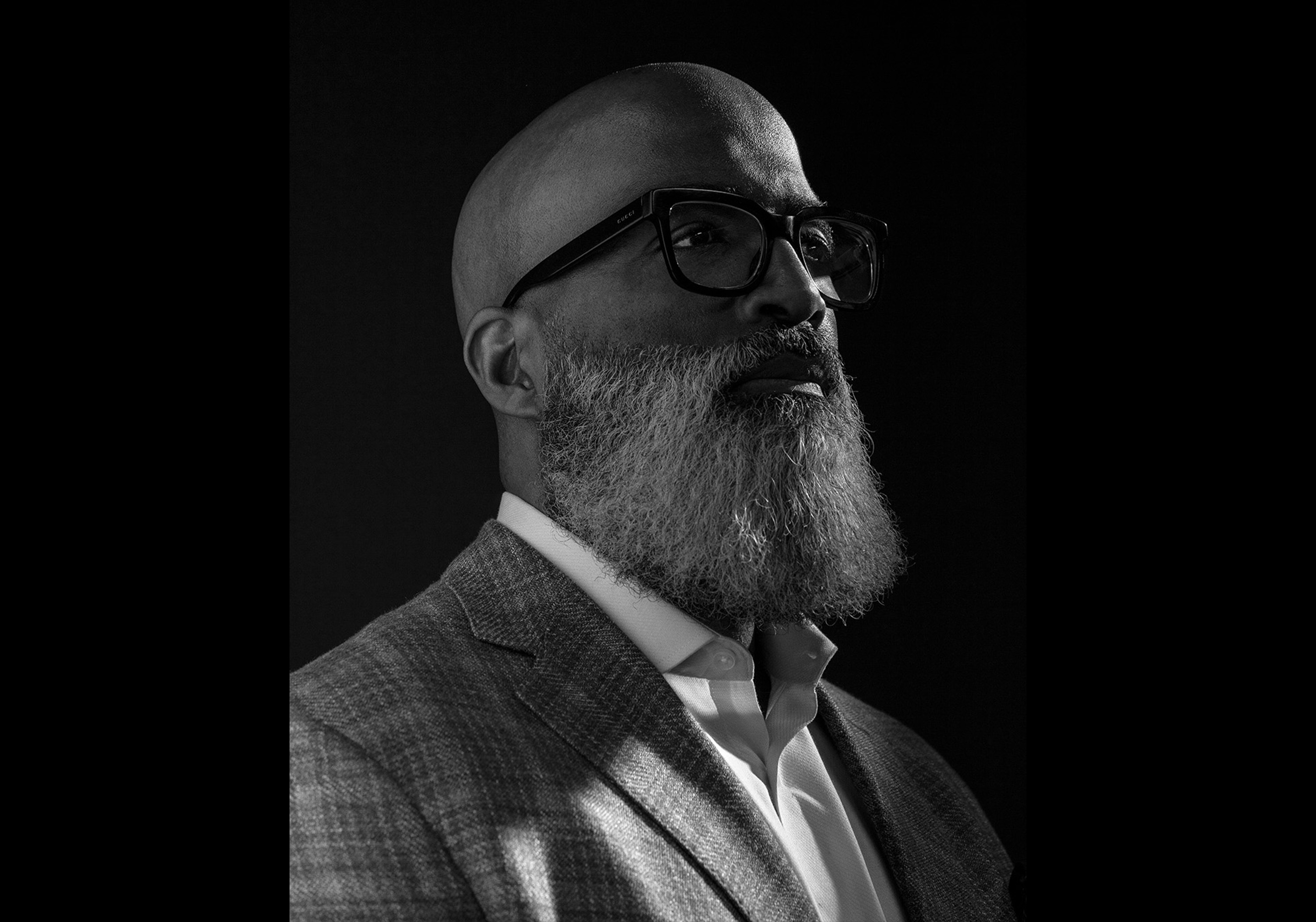 Black and white portrait of Jason Wilson