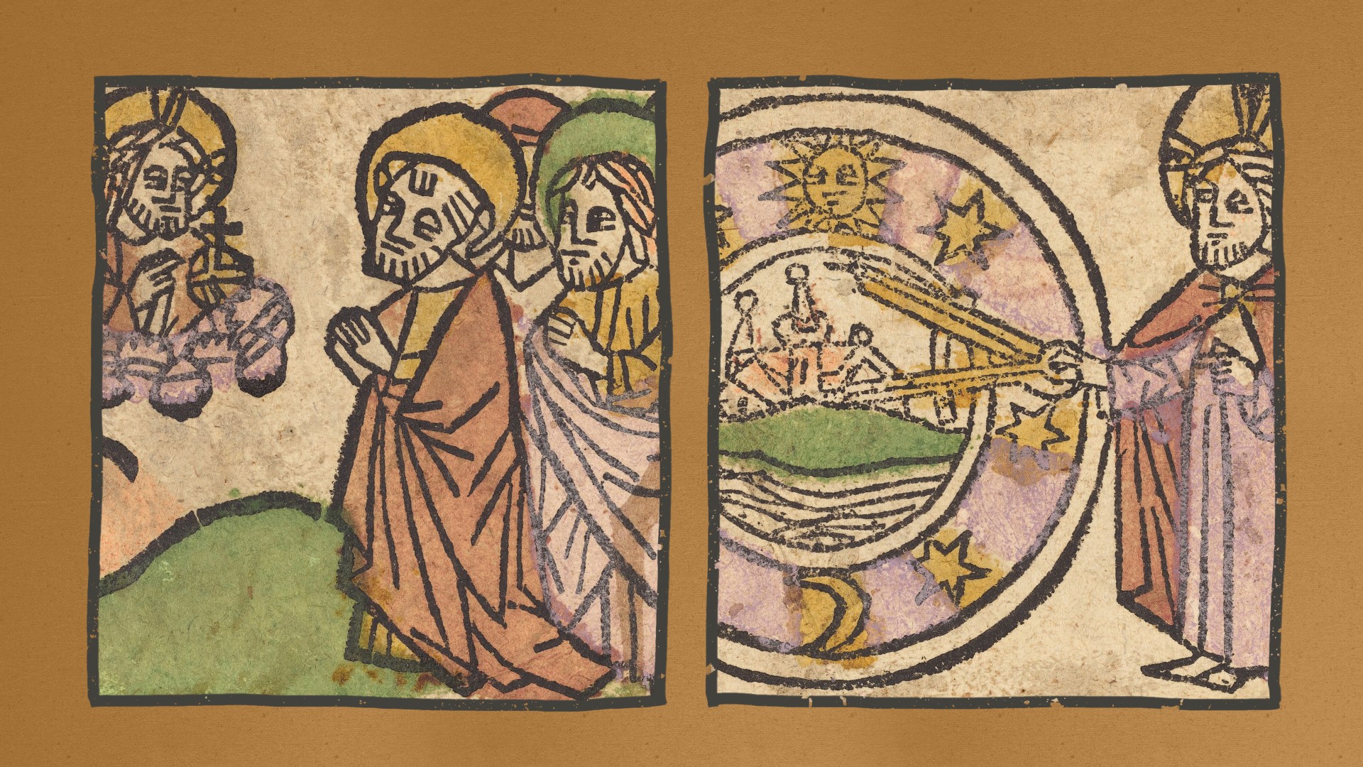 Old German woodcut illustrations based on the Nicene Creed.