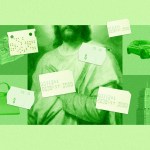 耶稣、价格标签与物质商品的拼贴画。